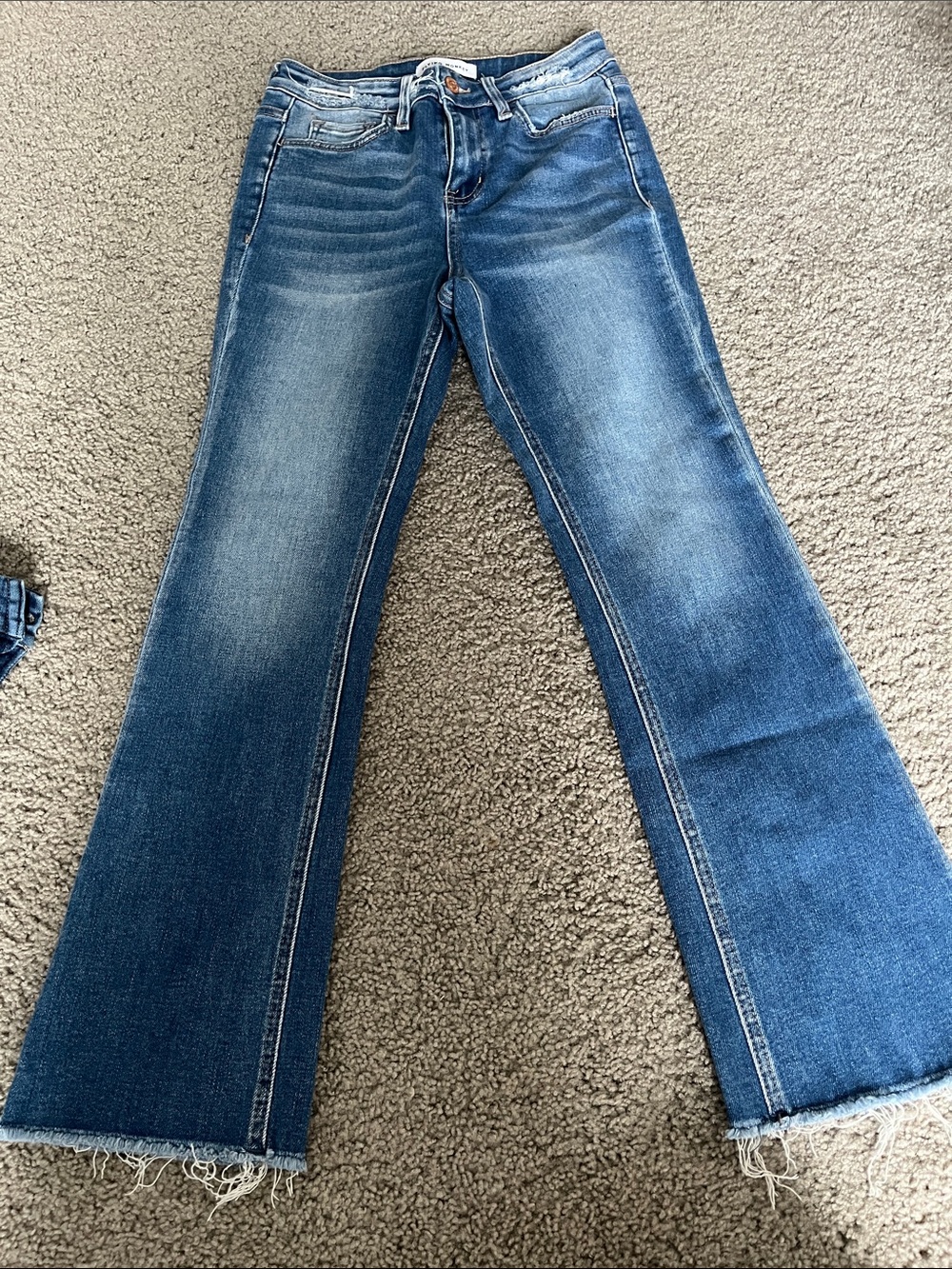 Flying Monkey Blue Flare Jeans with Raw Hem